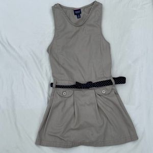 TWO French Toast khaki school uniform dresses with navy Velcro belt. Size 8.